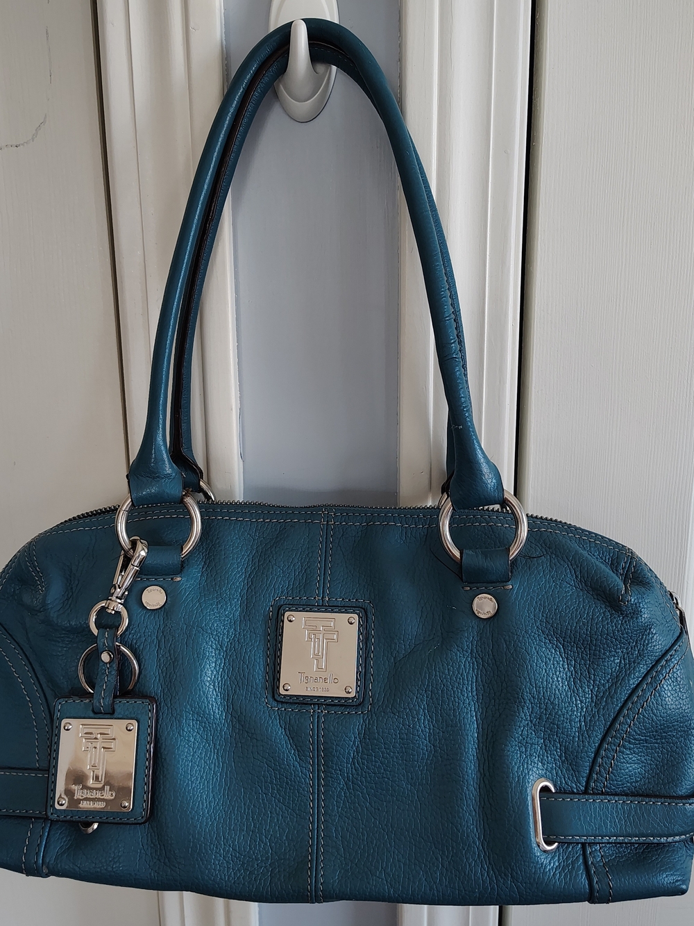 Tignanello Teal Leather Shoulder Bag